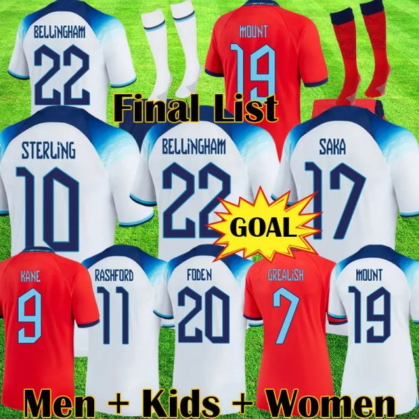 

2022 bellingham kane soccer jerseys england 2023 sterling mount rashford football shirts grealish 22 23 national team foden kids equipment k, Black;yellow