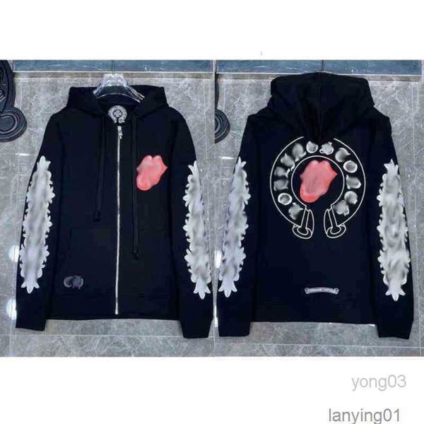 

men's hoodies sweatshirts chrome mens designer fashion classic brand ch loose hoodie sanskrit print luxury jacket pullove, Black