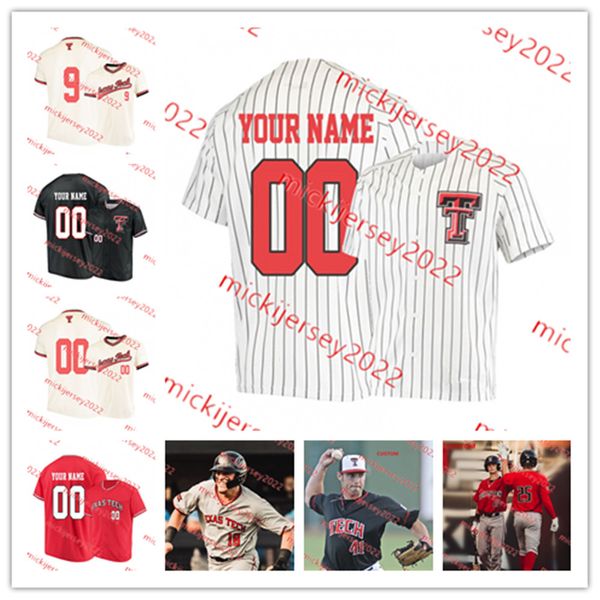 

custom stitched texas tech baseball jersey mens hudson white tracer lopez drew woodcox will burns dylan maxcey ty coleman zane petty texas t, Black