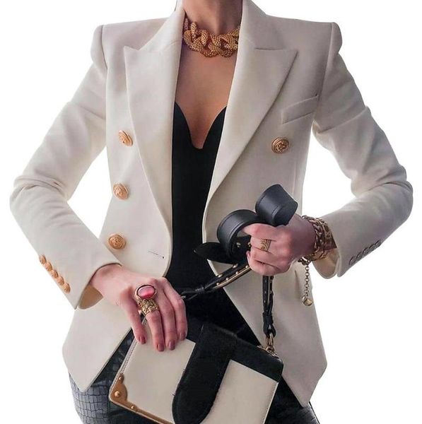 

women039s suits blazers blazer double breasted women jackets notched collar slim fitting jacket female outerwear elegant ladi6326428, White;black