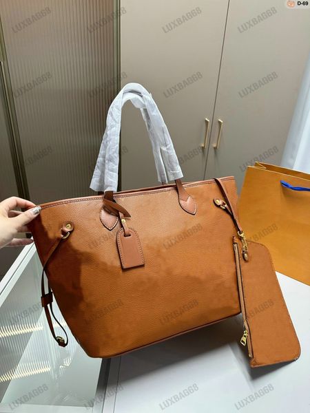 

evening bags m46135 never mm full cognac brown tote bag with zipped pouch embossed leather shopping bag leather designers luxurys leather sh