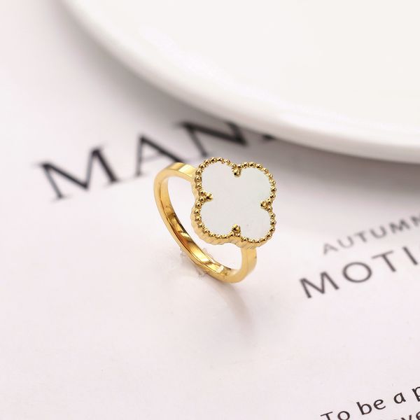 

new arrival colorful clover band ring stainless steel rings for gift, Silver