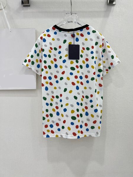 

shirts women runway t fashion shirt brand summer dot printing short sleeve tshirts lady tees luxury casual cotton t-shirts, White