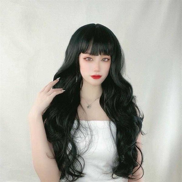

doll wig womens long curly hair fashion chemical fiber full head, Black