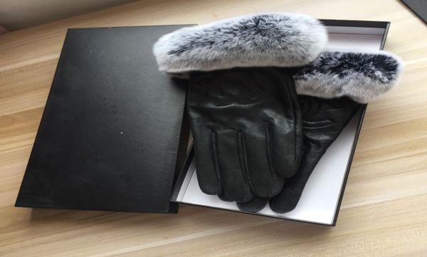 

winter mittens women rabbit velvet sheepskin classic brand glove fashion warm soft plush five fingers gloves4274919, Blue;gray