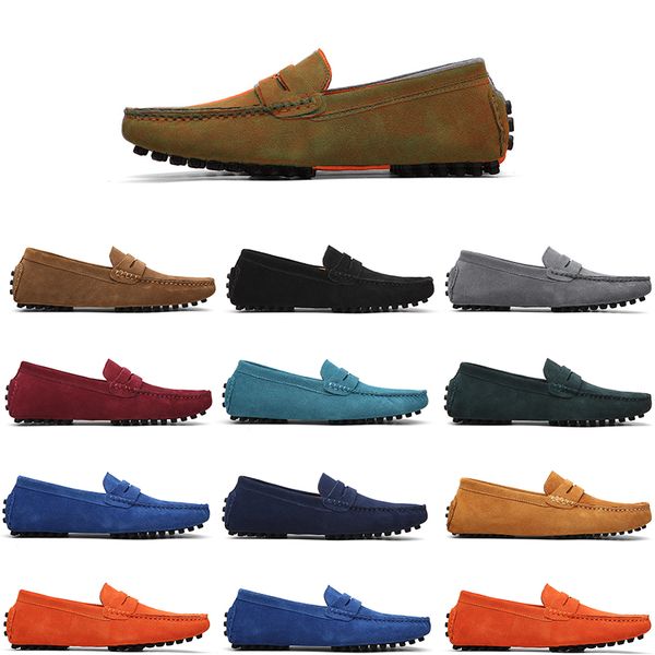

non-brand men casual suede shoe mens slip on lazy leather shoe 38-45 red, Black