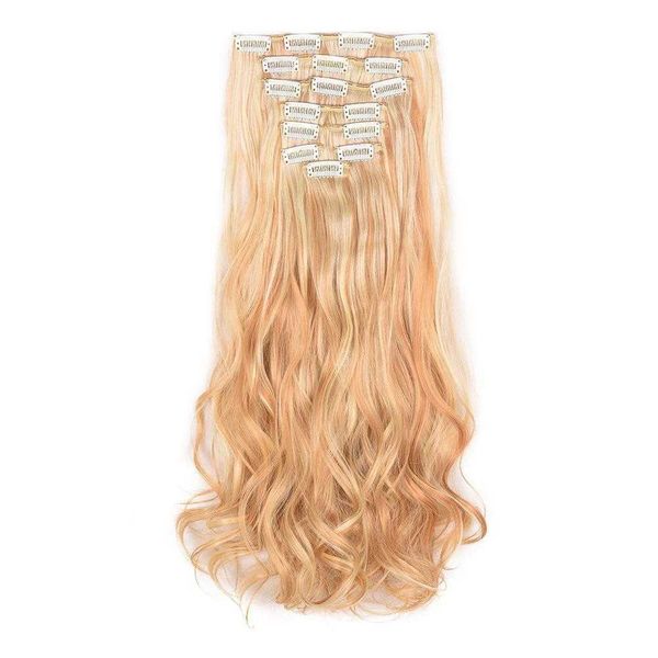 

chemical fiber hair 17 hairpiece clip 7 piece set long curly 8, Black;brown