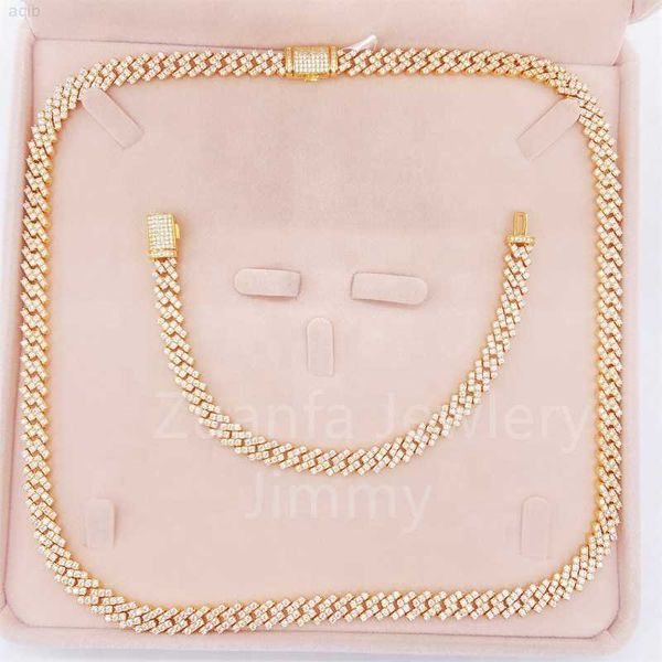 

8mm width sterling silver 925 lab diamonds mens cuban necklace iced out hip hop moissanite cuban link