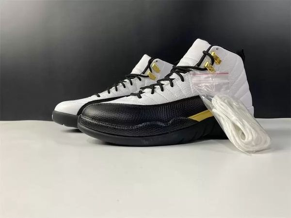 

basketball shoes jumpman 12 royalty taxi white black metallic gold og designer shoes with original box