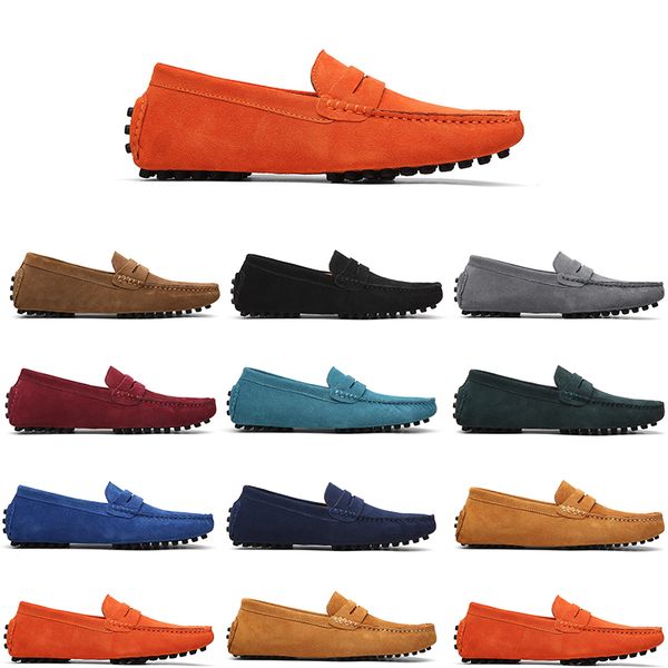 

non-brand men casual suede shoe mens slip on lazy leather shoe 38-45 khaki, Black