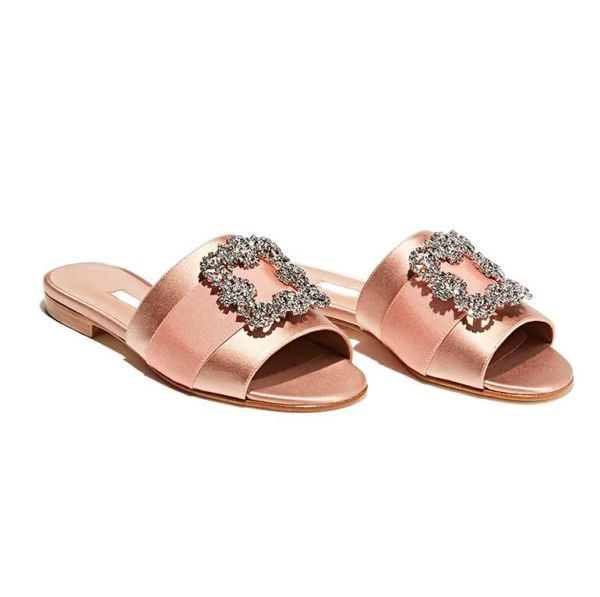 

luxury brands women sandal pumps shoes martamod satin jewel buckled slides summer designer sandals slipper 35-42, Black