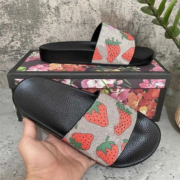 

women designer slippers rubber slides sandal flat blooms strawberry slipper green red white web fashion mens sliders beach flip flops flower, Black