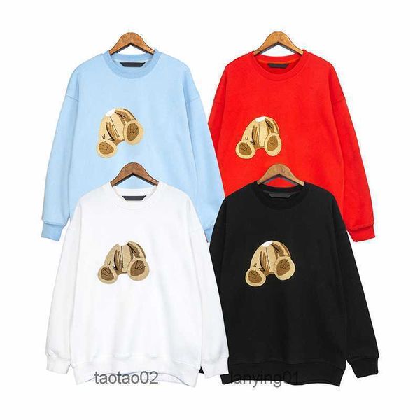 

mens palms designer fleece hoodie flocking leopard print towel embroidery guillotine bear hoodies men angles women sweaters sweatshirts3ppk, Black