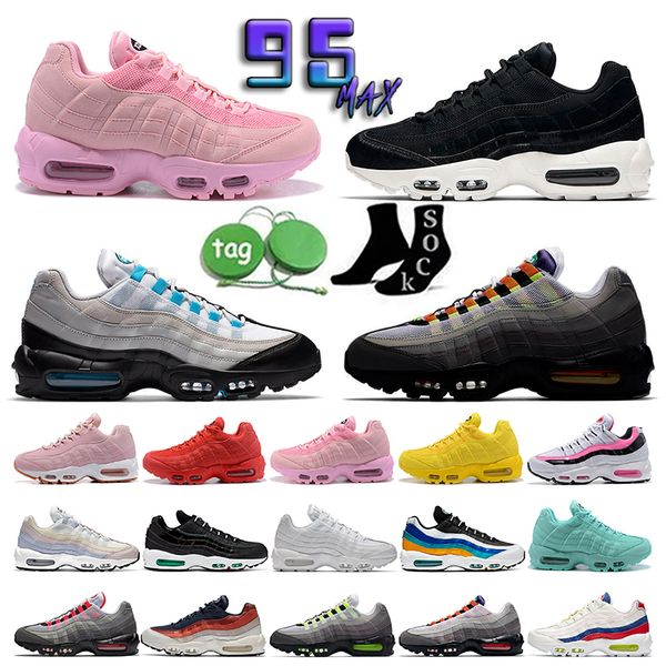 

designer 95 mens running shoes 95s max triple black white air neon cork greedy dark smoke grey brown neon solar red sneakers grape navy blue