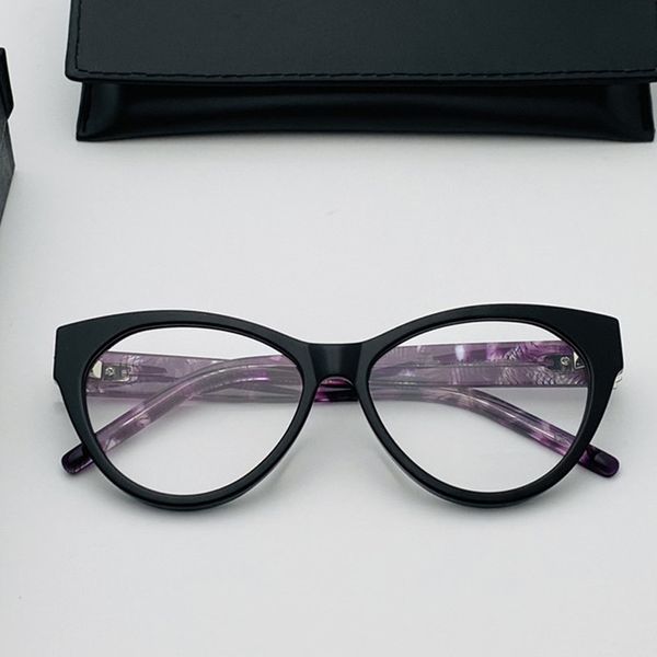 

2023 lux cateye glasses frame 96m women pure-plank small fullrim for prescription eyewear lightweight goggles eyeglasses 55-15-140 fullset c, Black