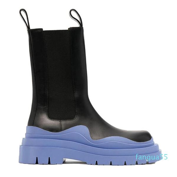 

designer 2021 man pink sole bottega boot fashion luxury tire leather chelsea booties men platform chunky shoes lady knight high-bo3102, Black
