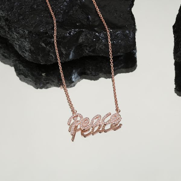 

rose 18k gold plated silver luxury diamond peace jewelry for women diamond cross pendant necklaces chain link luxury love wedding party whol