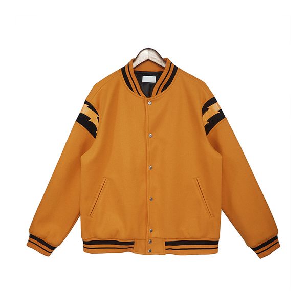 

23ss men's jacket high street wind lightning sleeve raglan baseball uniform denim jacket men's and women's couple coat trendy, Black;brown
