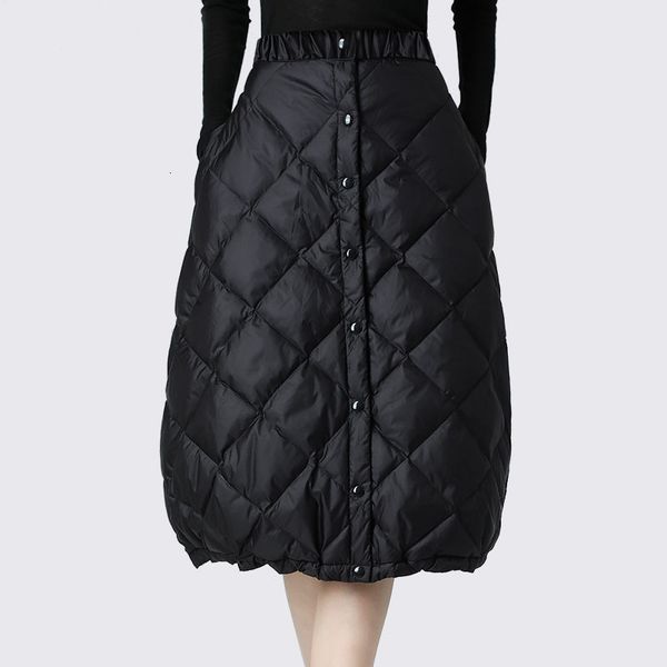 

skirt winter down bud elastic high waist warm white duck black wrapped s with pockets lady plus size long 230317