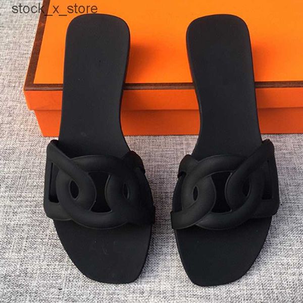 

designer luxury oran sandal women flat slippers summer rubber bottom big head slides fashion beach shoes with box 300, Black