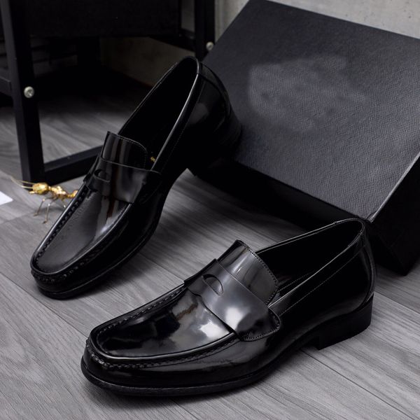 

new 2023 mens dress shoes fashion genuine leather business office work formal oxfords brand designer party wedding loafers size 38-44, Black