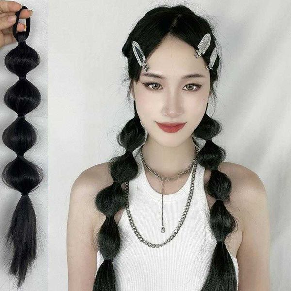 

doudian wig female lantern bubble braid black strap long hair internet celebrity