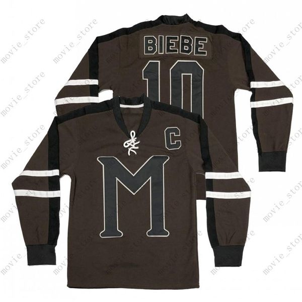 

men's john biebe 10 mystery alaska movie ice hockey jersey stitched, Black;red