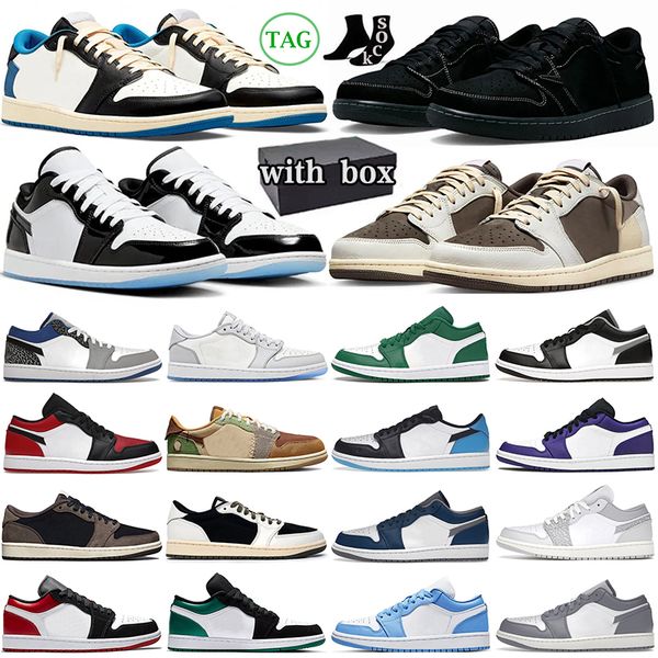 

with box 1 1s low basketball shoes men women reverse mocha voodoo black phantom fragment concord true blue cactus jack travis scotts mens tr