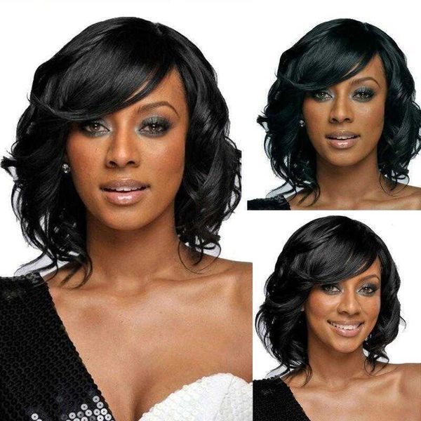 

export through womens short wig curly hair sun tanning fashion head cover, Black