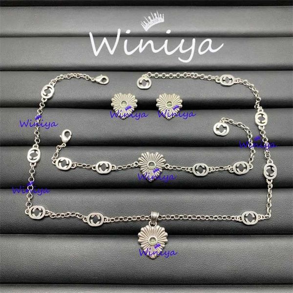 

2023 designer new g family suit/gujia new letter simple necklace bracelet earrings feminine jewelry, Silver