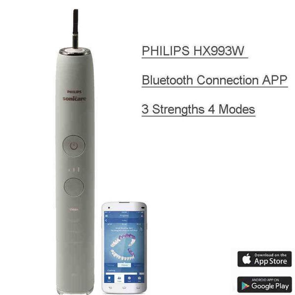 

original hx992w electric toothbrush sonicare with bluetooth app connection 4 modes 3 intensities waterproof 220526