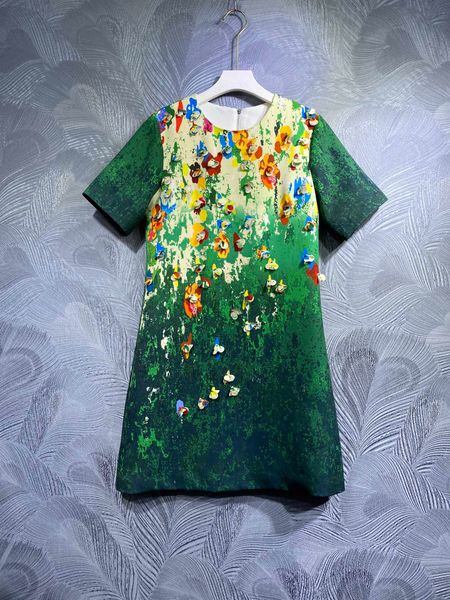 

spring 2023 new tank dress, printed beads, dark green style, Black;gray