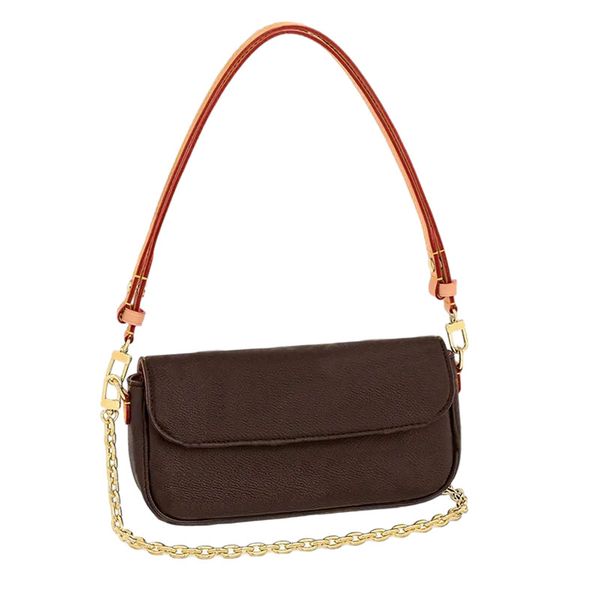

designer fashion shoulder bags totes wallet clutch bag chain women luxury handbags brown canvas coated original leather clutch baguette wome