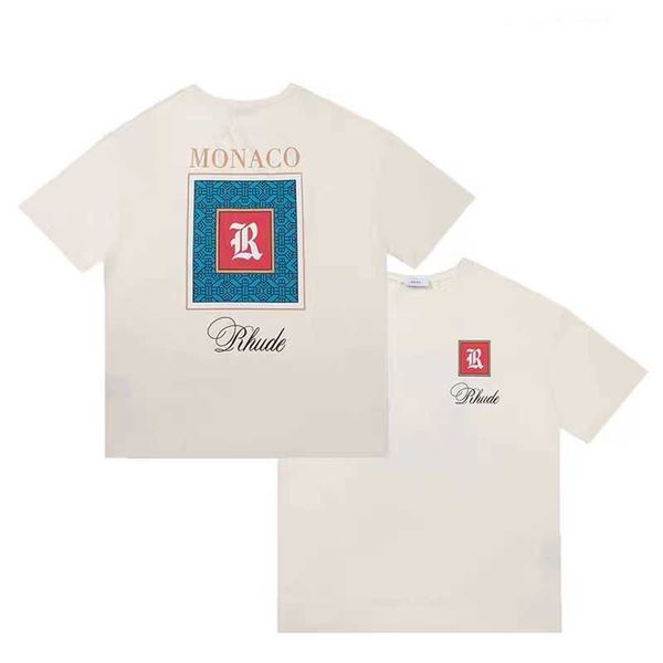 

22ss new 100% cotton rhude t shirt men women 1 1 t-shirts tee, White;black