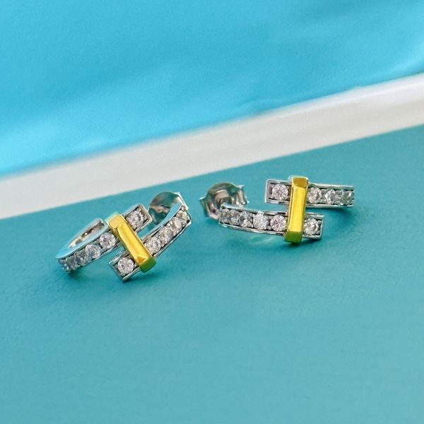 

designers vintage charm edge series stud earrings silver fashion 18k gold plated women&girls valentine's wedding jewelry, Golden;silver