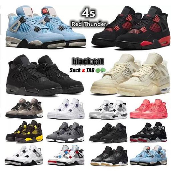 

university blue og jumpman 4 4s basketball shoes sail black cat bred white cement cool grey red thunder retro bred unc royalty men sport sne