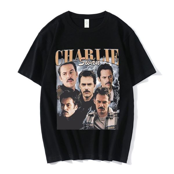

mens tshirts team charlie swan t shirt billy burke graphic printed tshirts men women cotton short sleeve oversized tee shirt vintage clothin, White;black