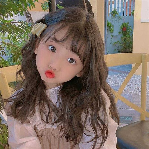 

childrens wig female curly hair small curls chemical fiber full head baby, Black