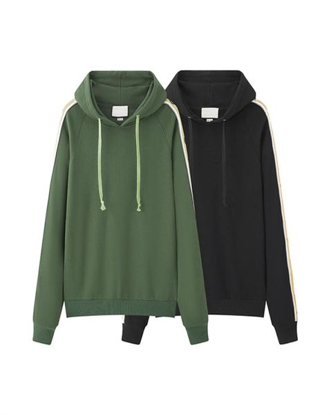 

early autumn side reflective ribbon long sleeve hoodie casual wild loose fashion couple men and women same style3168261, Black