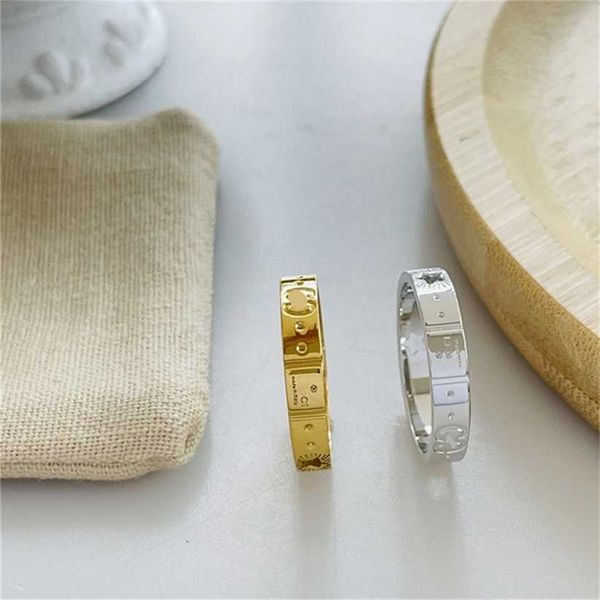 

2023 designer new jewelry ancient home hollowed out color pentagonal star for male and female couples the same pair of fashion ring, Silver