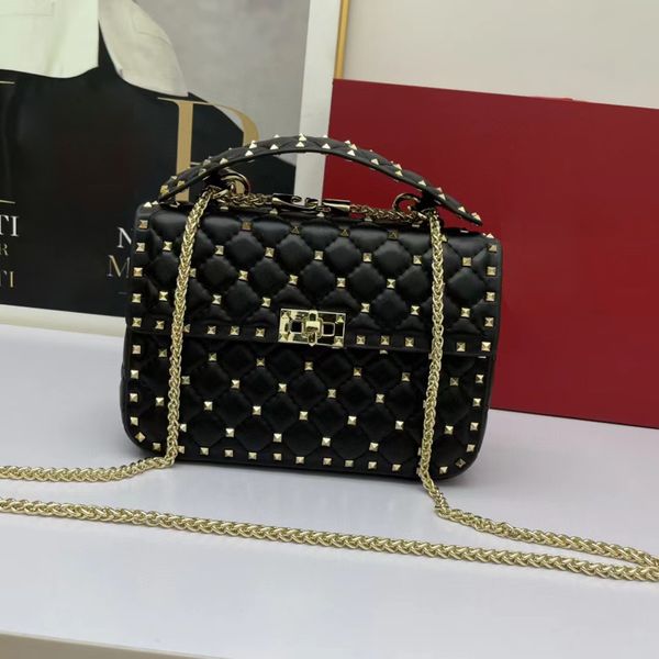 

10a designer rivet bag genuine leather shoulder crossbody bags tote handbag women fashion spike clutch studs rivets messenger bags chain lad