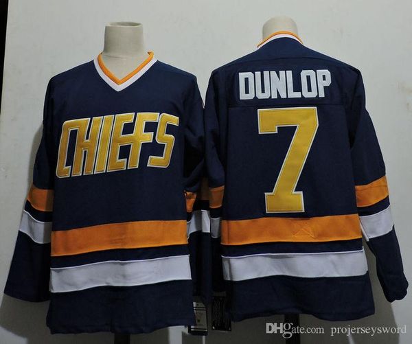 

#7 reggie dunlop charlestown chiefs jersey brother slap s16 jack hanson 17 steve hanson 18 jeff hanson movie hockey jerseys blue white, Black;red