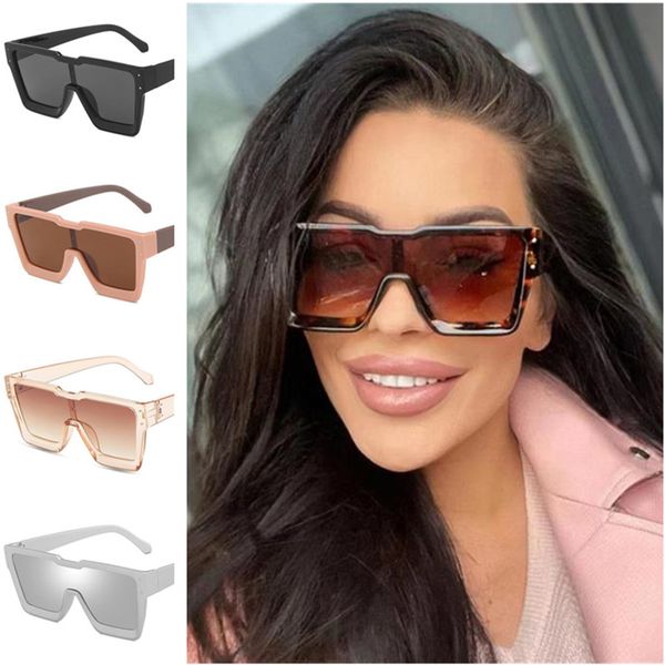 

new sunglasses women siamese lens sun glasses anti-uv spectacles oversize frame eyeglasses simplity sports goggles ornamental, White;black