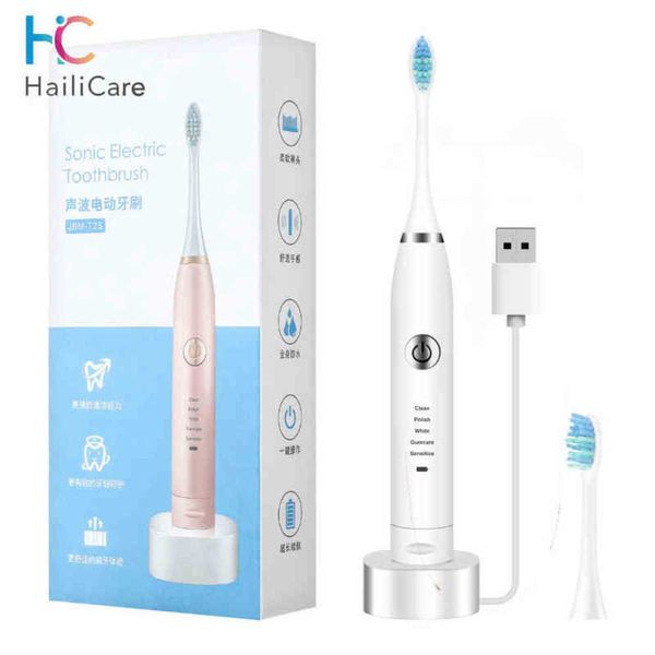 

ultrasonic electric toothbrush for adults smart tooth brush rechargeable whitening replacement head ipx7 waterproof 220713