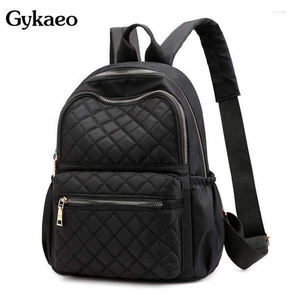 

backpack style women's waterproof nylon backpacks multi-function diamond lattice bags high capacity solid for girls mochilas feminina