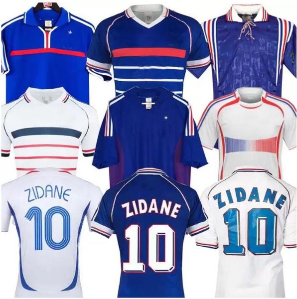 

1998 zidane retro soccer jerseys 1982 84 86 88 90 96 98 00 02 04 06 henry maillot de foot pogba football shirt french rezeguet desailly vint, Black;yellow