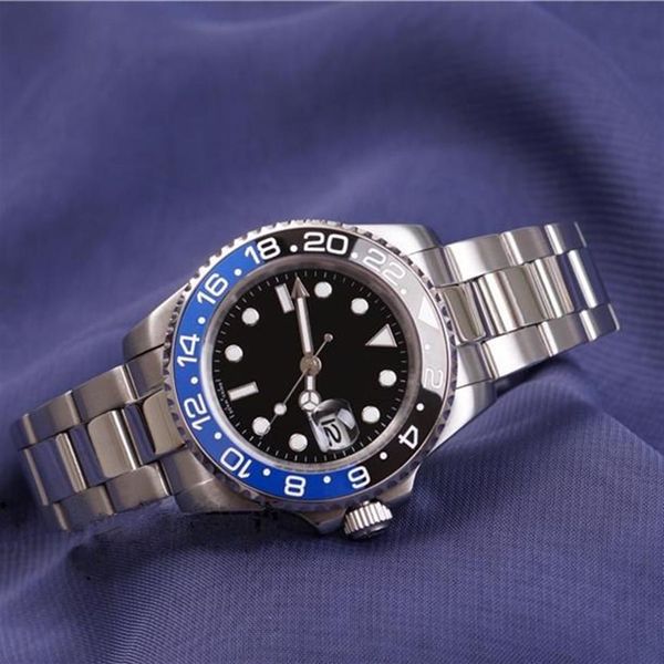 

new master ceramic bezel mens watches glide lock clasp strap automatic blue black watch sports crown watch wristwatch orologio rel247d, Slivery;brown