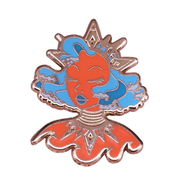 

ocean lady brooch compass crown necklace enamel brooch charm goddess art badge cute anime movies games hard enamel pins collect metal cartoo, Blue