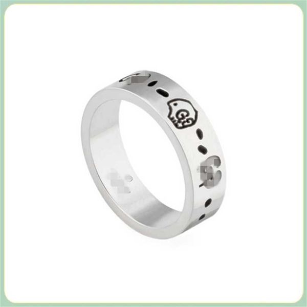 

2023 designer new jewelry skull bent head trend personalized fashion men and women's same type couple ring, Silver