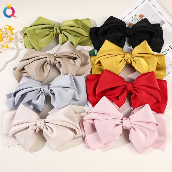 

vintage ribbon barrettes 2 level big large bow hair clip korean spring ponytail clip hairgrips for women fashion hair accessories 1974, Slivery;white